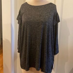 NWT long sleeve top with shoulder ruffles